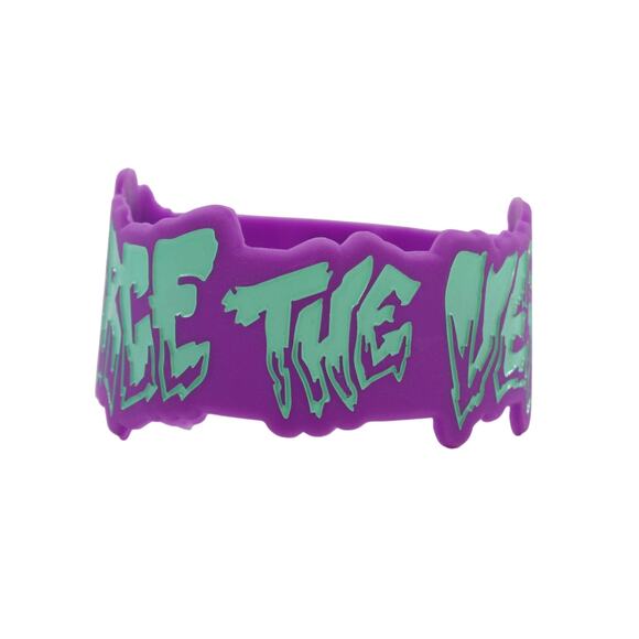 Pierce the Veil Purple & Green Die Cut Silicone Wristband Bracelet B2200 - Picture 1 of 3